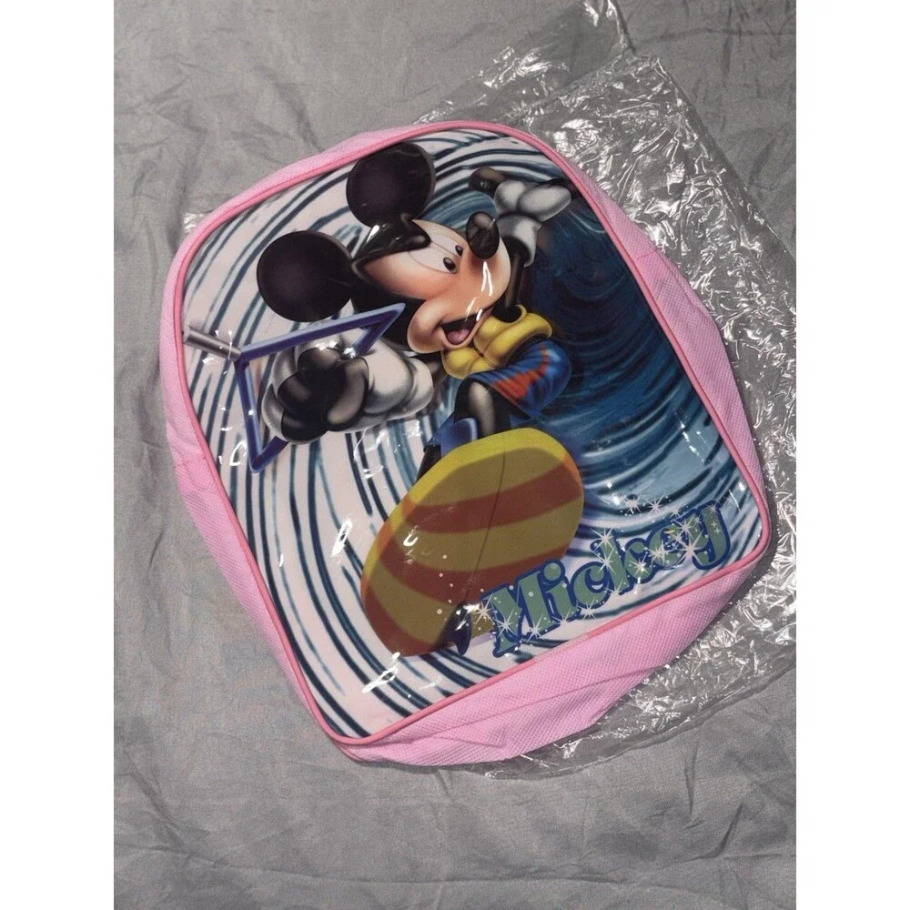 Disney Mickey Mouse Surfing Pink Mini Backpack Watersports Graphic Child’s New